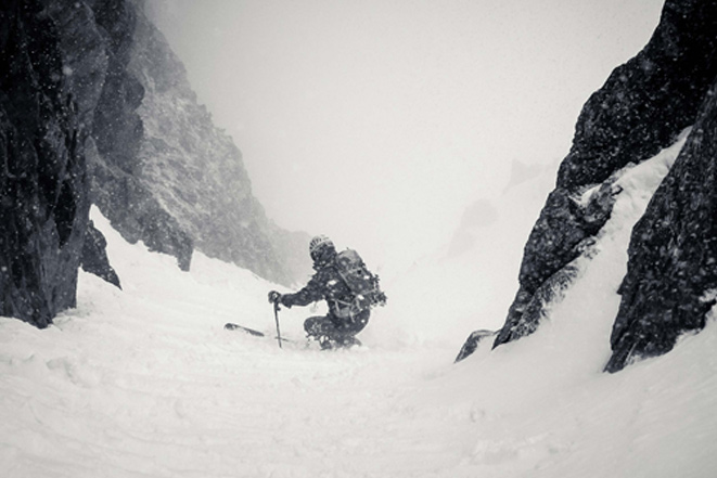 Austin working his way down the East couloir.