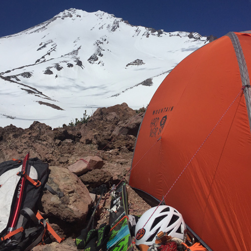 Mayer camps below the West Face. [Photo] Rich Meyer