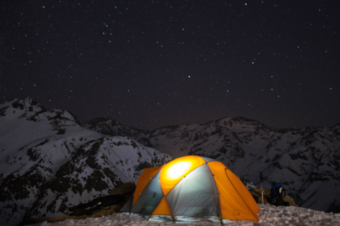 The team enjoys an evening in the Valle Nevado backcountry. [Photo] Jacob O'Connor