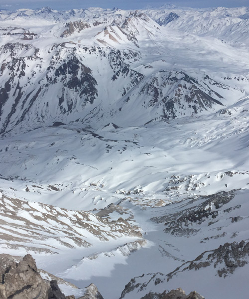 A view of the Adrenalina Couloir from the top of 