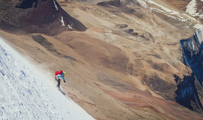 Kim Havell skis the line between snow and dirt. 