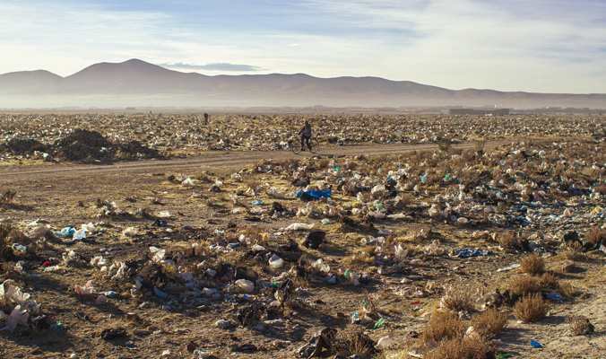 Many towns had no muncipal garbage collection and the result was plastic tumbleweeds for miles around the perimeters.