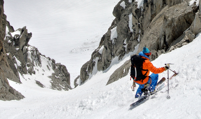 Andreas Fransson literally skiing with sharps in Chamonix, France. [Photo] Tyler Cohen