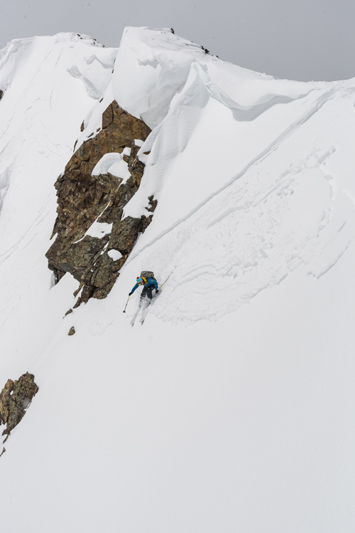 Morgan McGlashon triggers a shallow, soft slab on her first turn from a ridge in Colorado's Mosquito Range. [Photo] Fredrik Marmsater