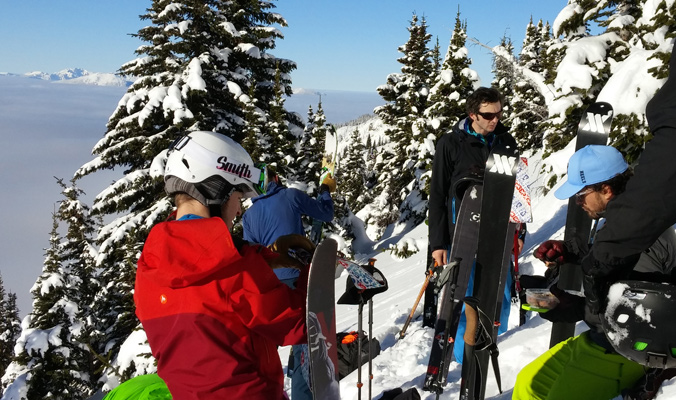 Evan Stevens and his group at Valhalla Mountain Touring taking a snack break. [Photo] Louise LIntilhac