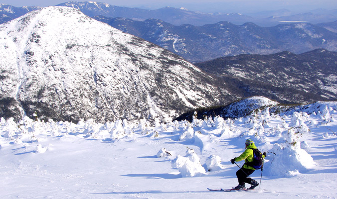 Vermont Gubernatorial candidate, Sue Minter, makes turns down Mt. Marcy in the Adirondaks. [Photo] David Goodman